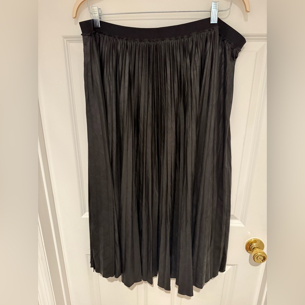 Halogen Pleated Faux Leather Skirt 2x
